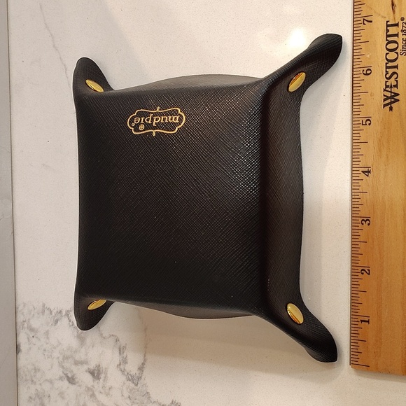 Mudpie Black Trinket Container "All The Things" Faux Gold Snaps 6.5" X 6.5" - Picture 6 of 6